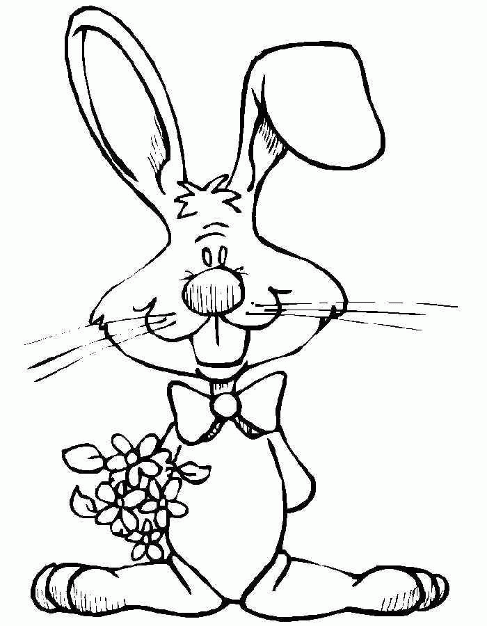 Название: Раскраска Рисунок кролика с цветами. Категория: . Теги: .
