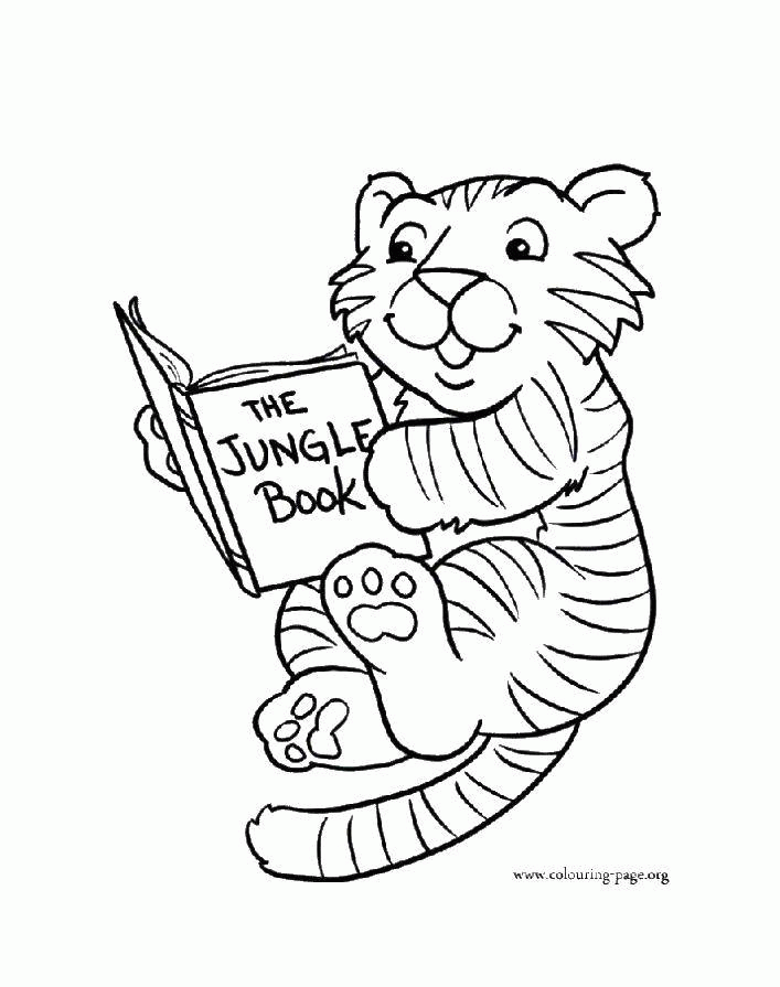Название: Раскраска Тигр читает книгу джунглей. Категория: . Теги: .
