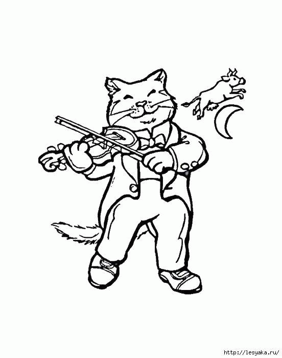 Название: Раскраска Кошка и скрипка. Категория: . Теги: .