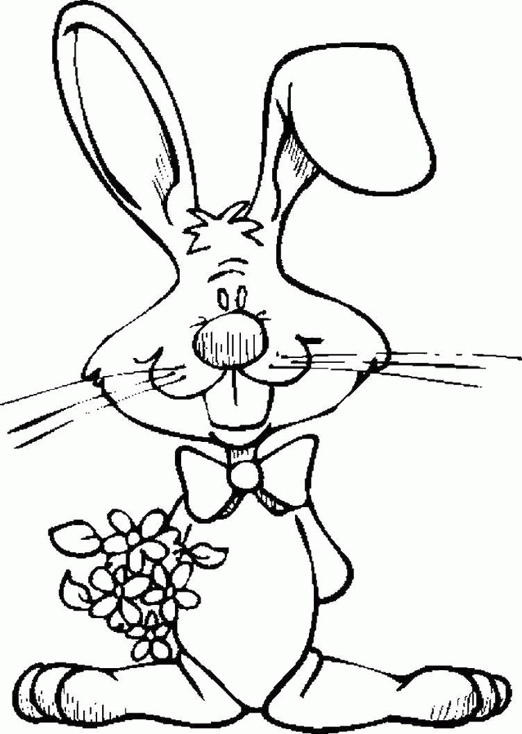 Название: Раскраска Кролик с цветами. Категория: . Теги: .