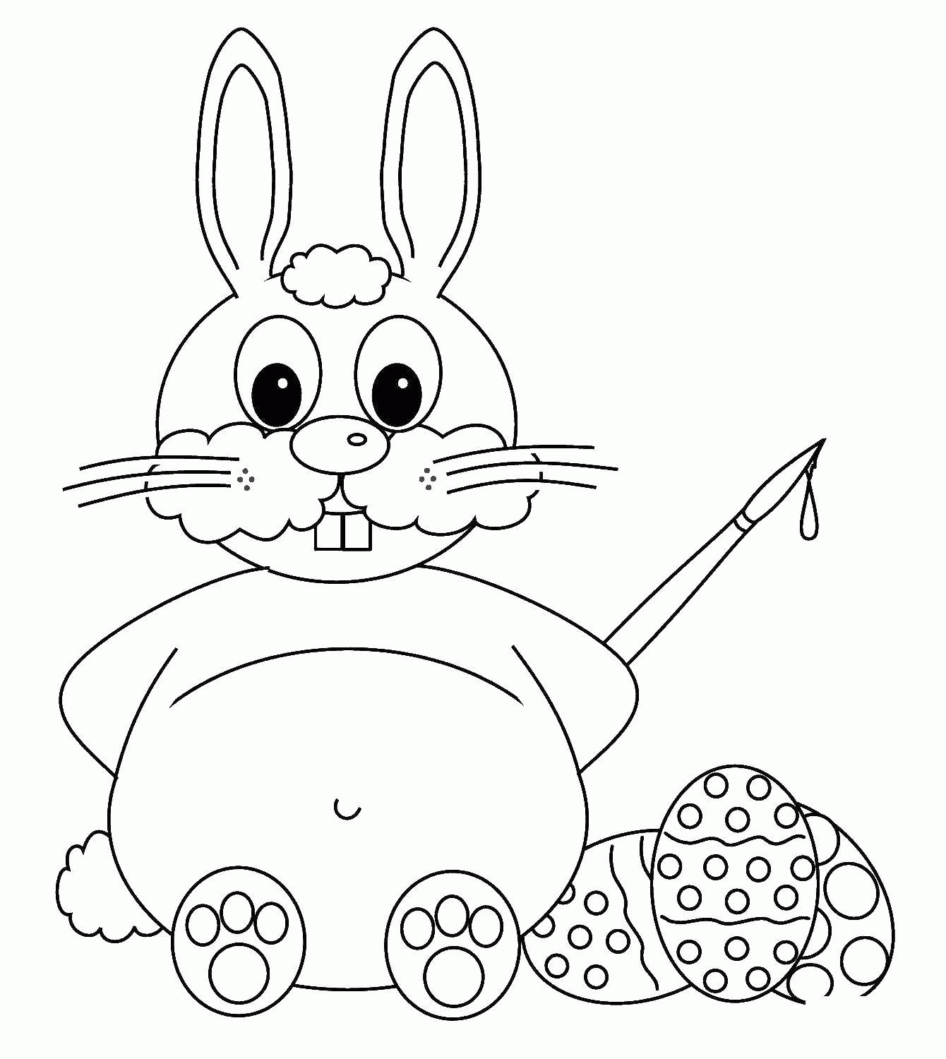 Название: Раскраска Пасхальный кролик с яйцами. Категория: . Теги: .