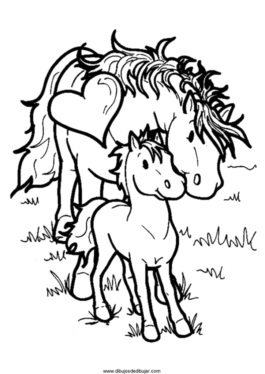 Название: Раскраска заботливая лошадь и ее жеребенок. Категория: . Теги: .