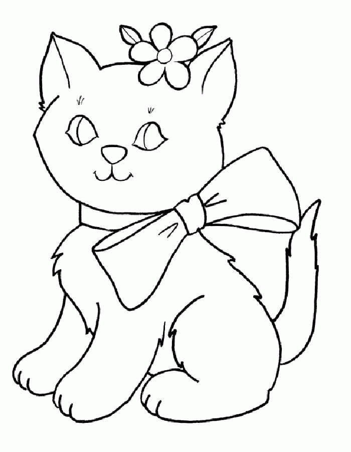 Название: Раскраска Детские раскраски для девочек и мальчиков, кошка в батике с цветочком. Категория: . Теги: .