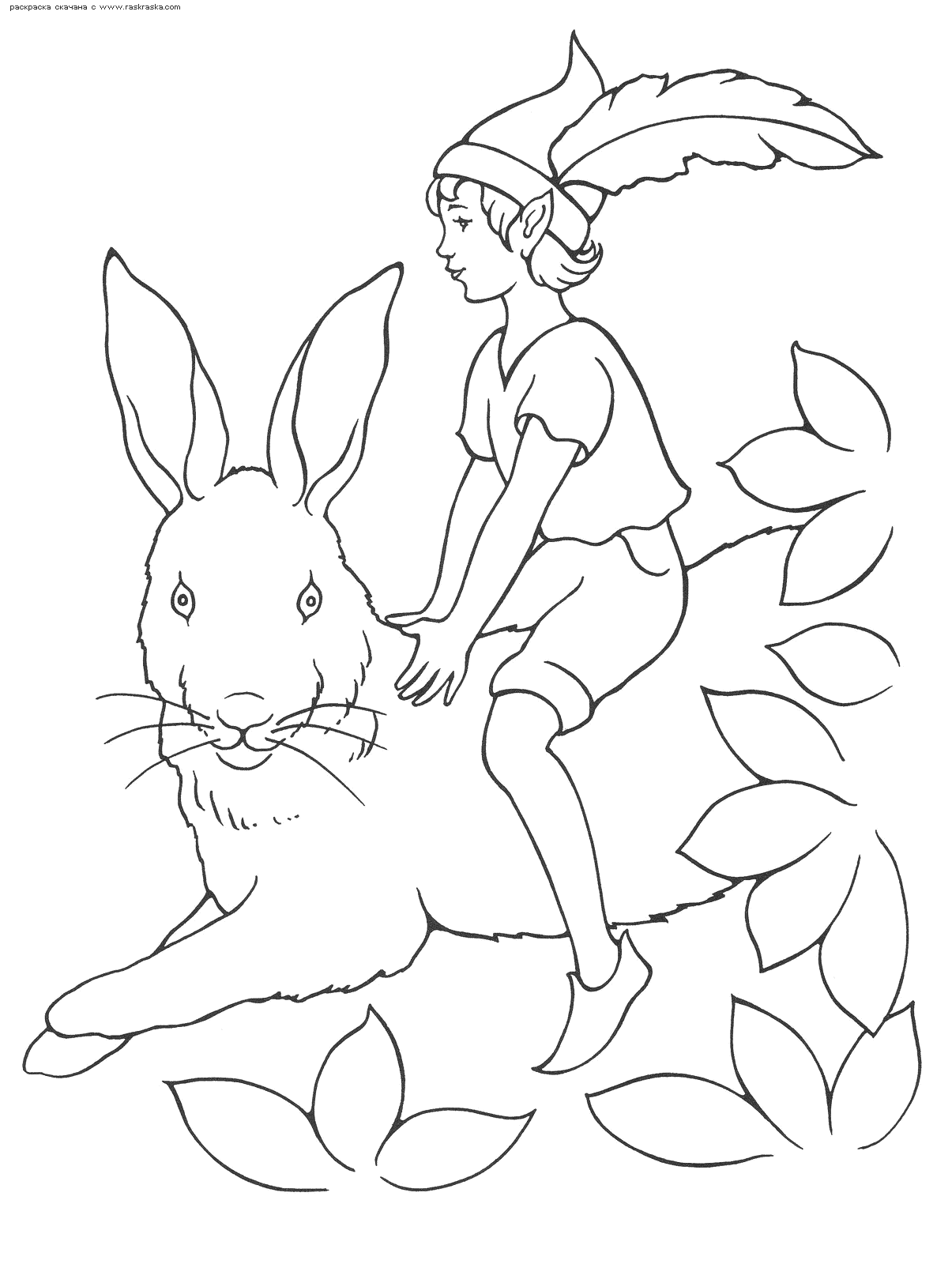 Название: Раскраска Раскраска Эльф оседлал зайца. Раскраска Эльф верхом на кролике, эльф шляпа с пером. Категория: . Теги: .