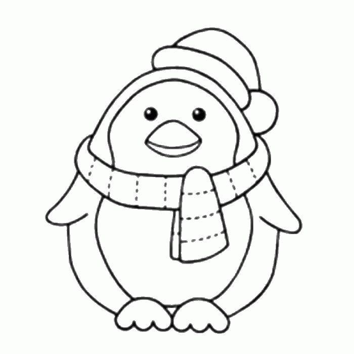 Название: Раскраска Пингвинчик в шапочке и шарфе. Категория: . Теги: .