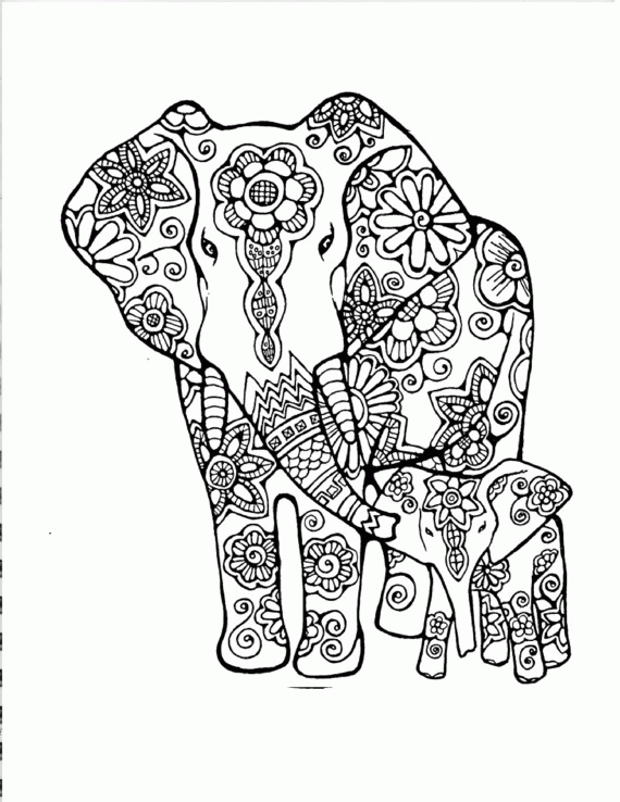 Название: Раскраска Слониха со слоненком. Категория: . Теги: .