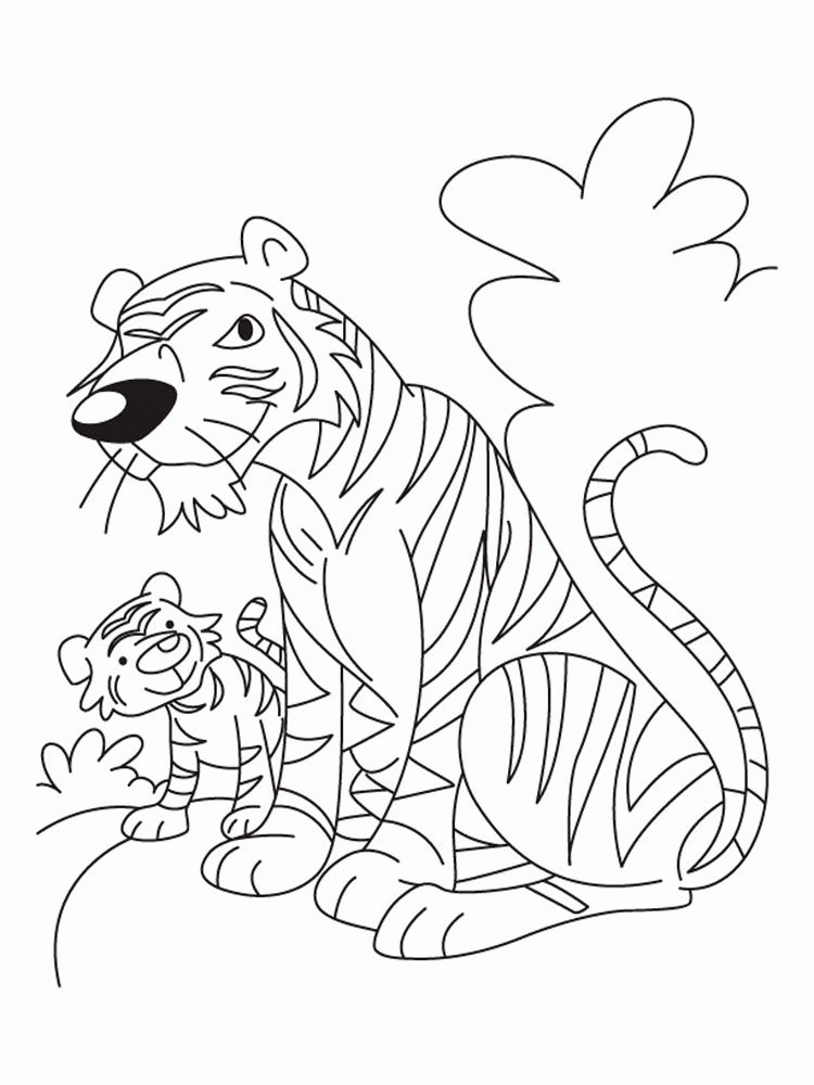 Название: Раскраска Скачать или распечатать раскраску, тигр с тигренком. Категория: . Теги: .