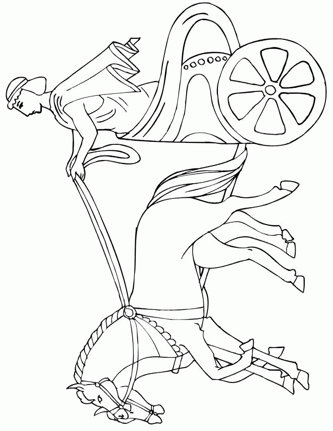 Название: Раскраска Древний мир, на колеснице, человек, лошадь. Категория: . Теги: .