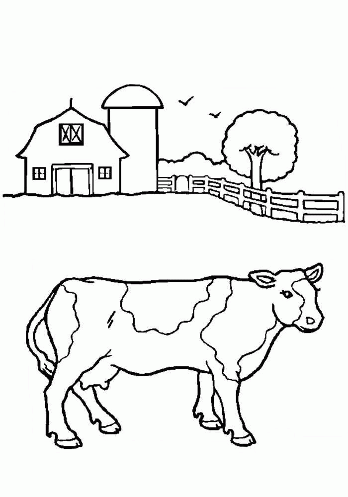 Название: Раскраска Корова на ферме. Категория: . Теги: .