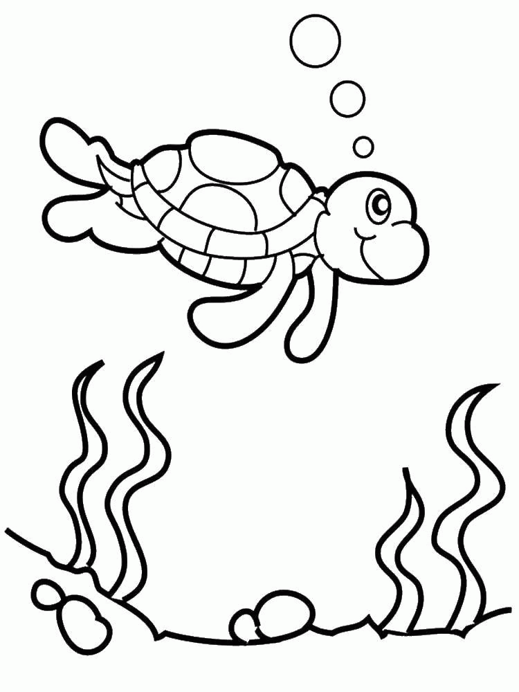 Название: Раскраска Черепаха под водой. Категория: . Теги: .