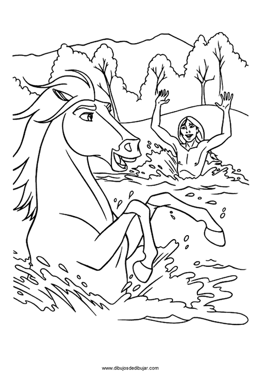 Название: Раскраска лошадь и девушка купаются. Категория: . Теги: .