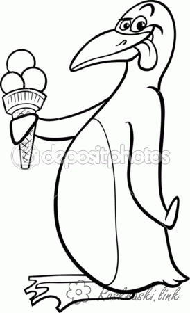 Название: Раскраска Этот пингвинчик без ума от мороженого!, раскраски, детские. Категория: . Теги: .