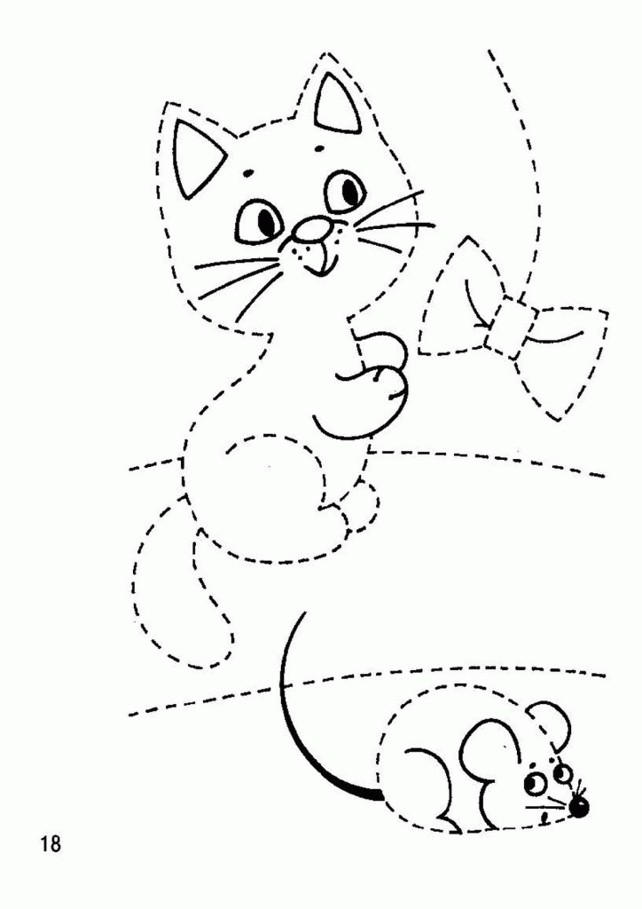 Название: Раскраска Для дошкольников раскраска, кошка с мышкой. Категория: . Теги: .