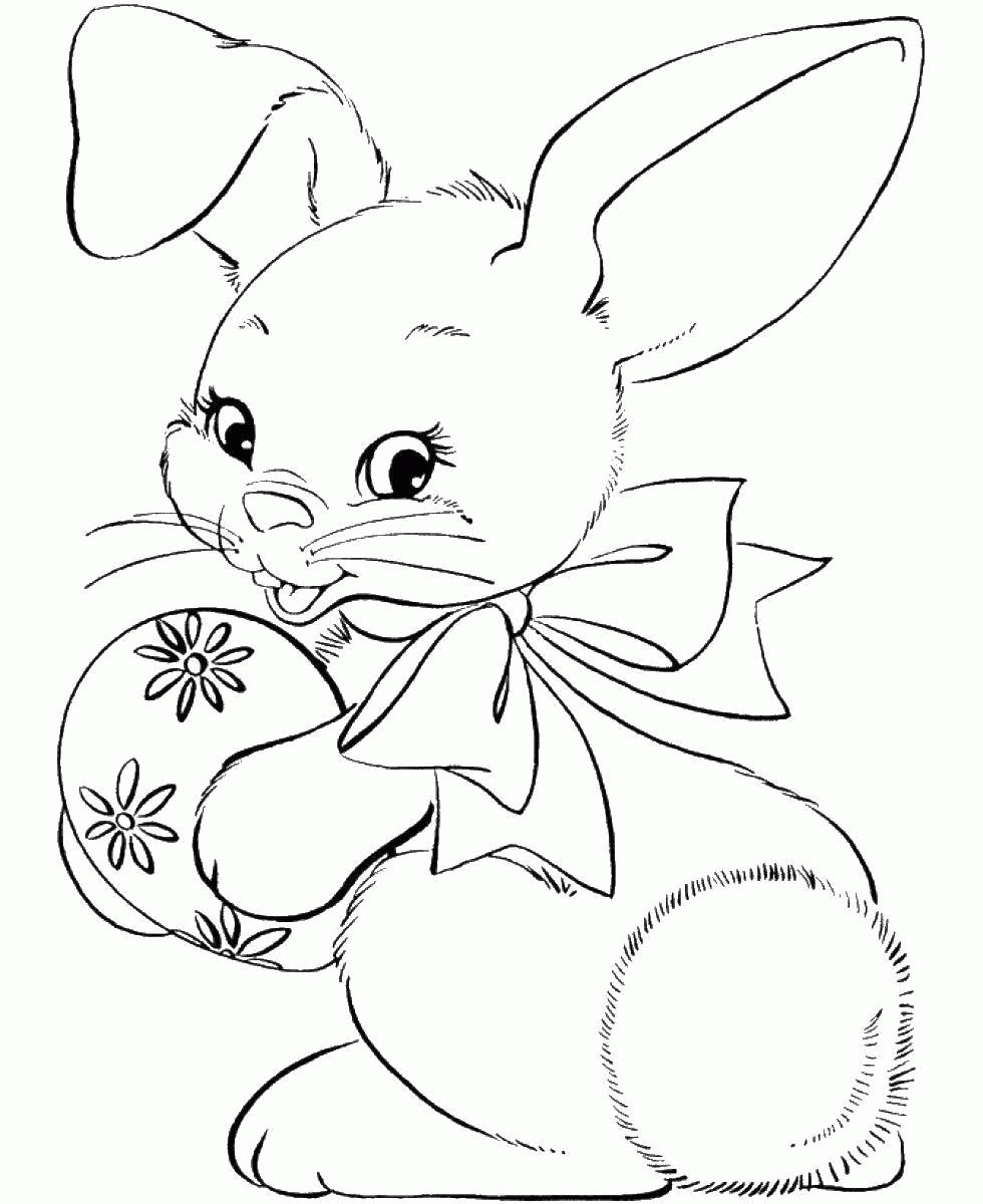 Название: Раскраска Кролик с яйцом. Категория: . Теги: .