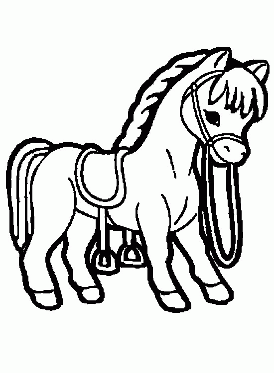 Название: Раскраска Скачать бесплатные раскраски для маленьких, запряженная лошадь. Категория: . Теги: .