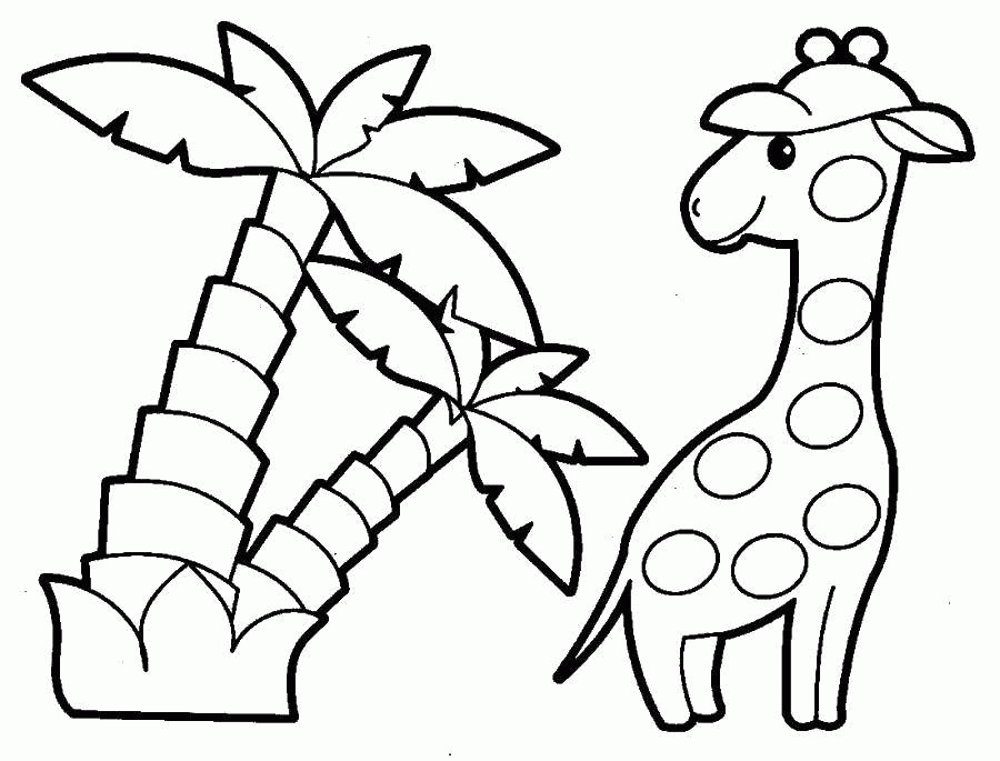 Название: Раскраска Жираф с пальмой. Категория: . Теги: .