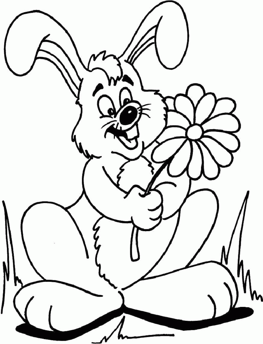 Название: Раскраска Кролик с цветком. Категория: . Теги: .