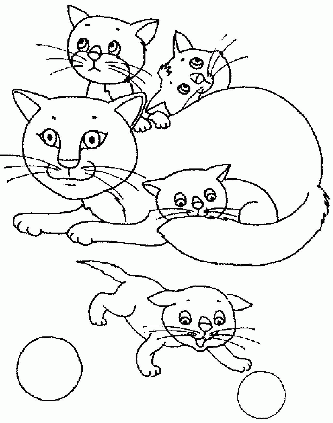 Название: Раскраска Кошка с котятками. Категория: . Теги: .