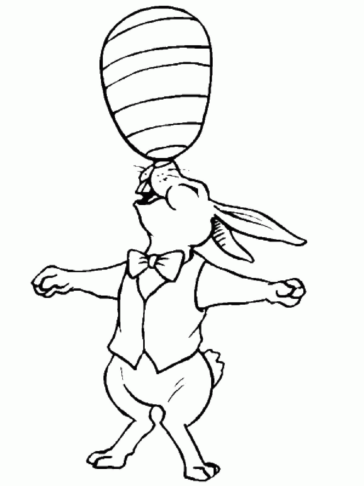 Название: Раскраска Пасхальный кролик с яйцом на носу. Категория: . Теги: .