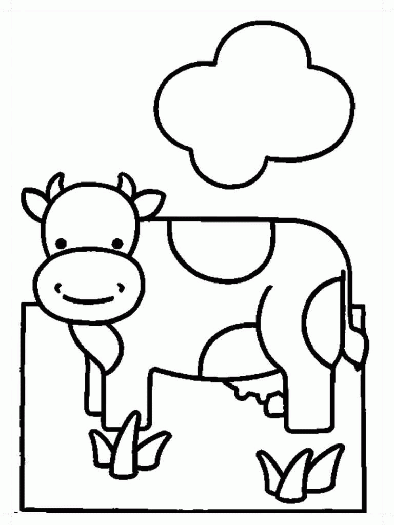 Название: Раскраска Рисунок корова на лугу. Категория: . Теги: .