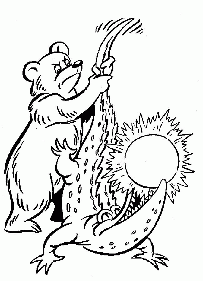 Название: Раскраска Раскраски солнце мишка косолапый вытаскивает из крокодила солнце. Категория: . Теги: .
