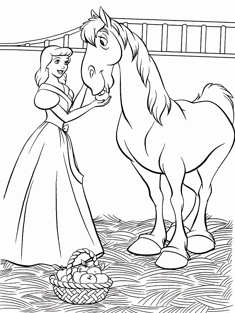 Название: Раскраска Девушка с лошадью. Категория: . Теги: .