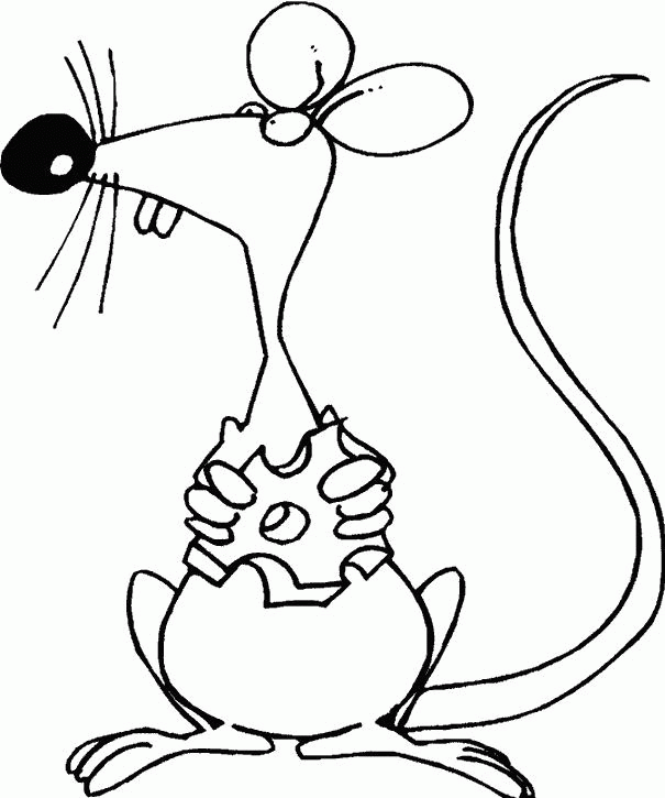 Название: Раскраска Мышь с сыром. Категория: . Теги: .