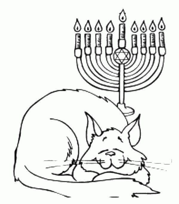 Название: Раскраска Спящая кошка и свечи. Категория: . Теги: .