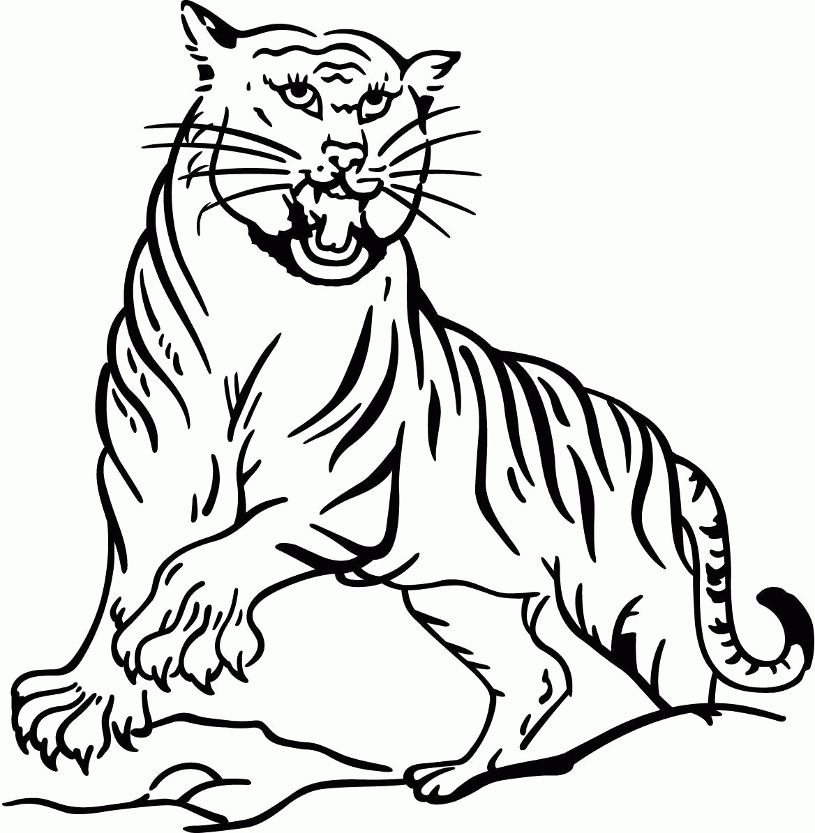 Название: Раскраска Раскраска тигр с когтями. Скачать Тигр.  Распечатать Дикие животные. Категория: . Теги: .